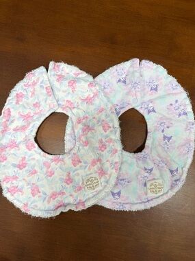 Sanrio Pastel Pink Floral & Lavender Character Baby Bibs - 2 Pack